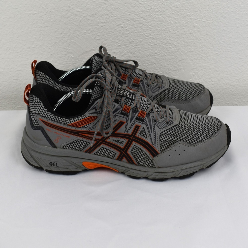 Asics Gel Venture 8 Men's Size 9 1/2 Color Grey/Orange Gently Used has flaws - Picture 4 of 10